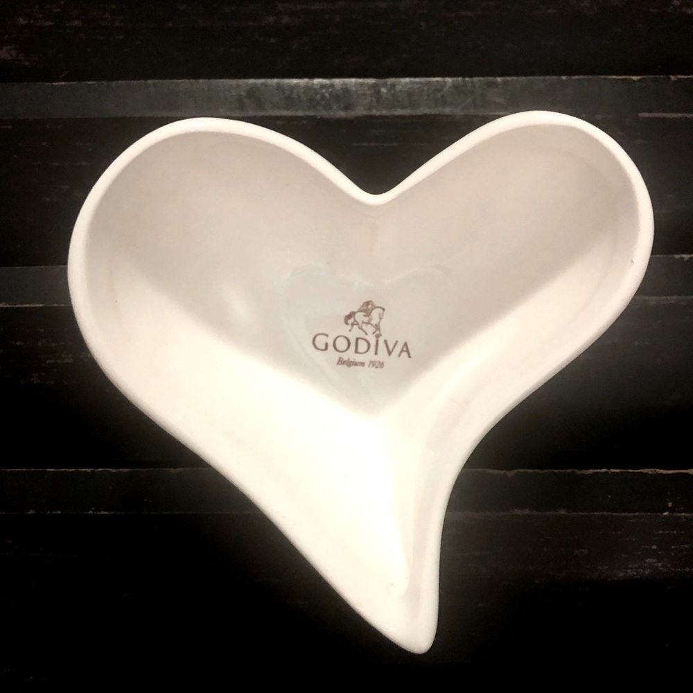GODIVA Whimsical Heart Shaped Porcelain Dish